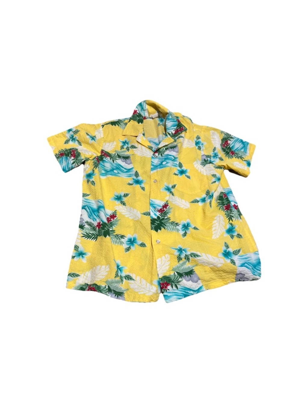 Hukilau Fashions Shirt Mens Yellow Floral Vintage 60s-70s Hawaiian Sz XL